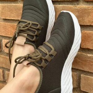 Tênis Run Bordado Verde Militar