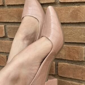 Scarpin Croco Nude