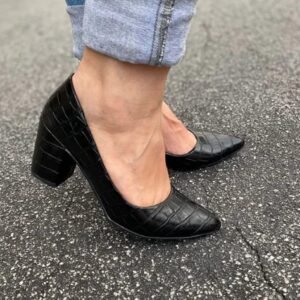 Scarpin Croco Preto