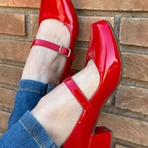Scarpin Mary Jane Verniz Vermelho