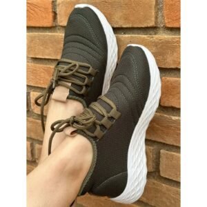 Tênis Run Bordado Verde Militar