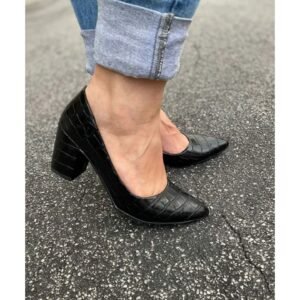 Scarpin Croco Preto